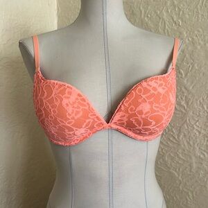 Victoria’s Secret Sexy Little Things Coral Orange Lacey Push-Up Bra 36B